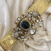 Vriksham Green Stone Victorian Diamond Pendant Hipbelt -VV1965